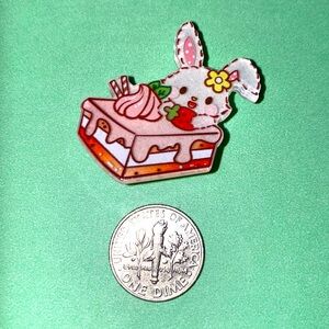 (10 for $15) Sanrio Shirousa @ a Table Eating Hard Acrylic Crocs Shoe Charms